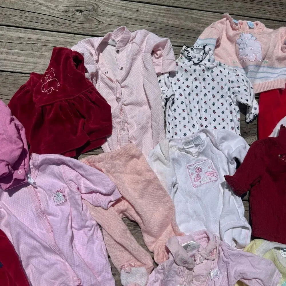 Vintage Baby Clothing Lot 0-3 Months Mixed Brands Sleepers Outfits